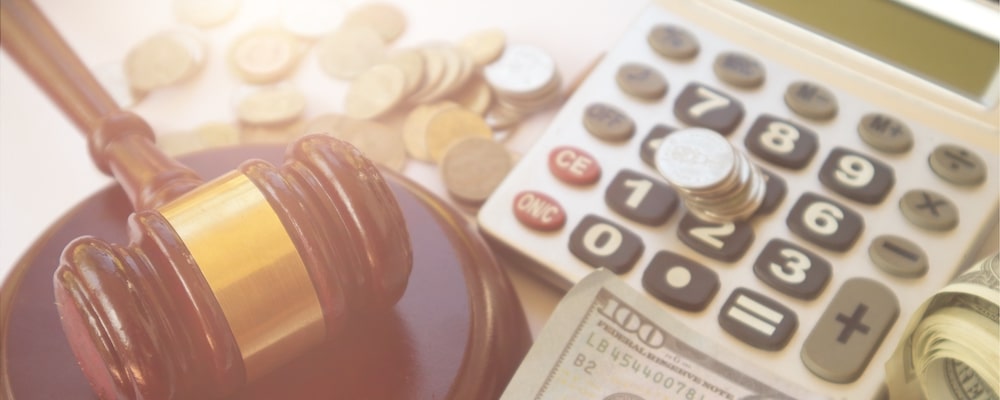 Gavel, money on the table