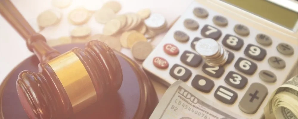 Gavel, money on the table