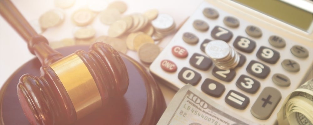 Gavel, money on the table